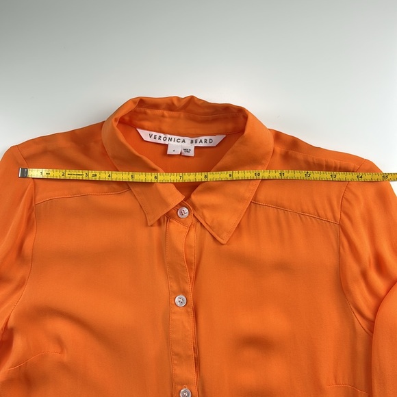 Veronica Beard Orange Silk & Viscose Button Down Top Size 4 - Picture 7 of 10